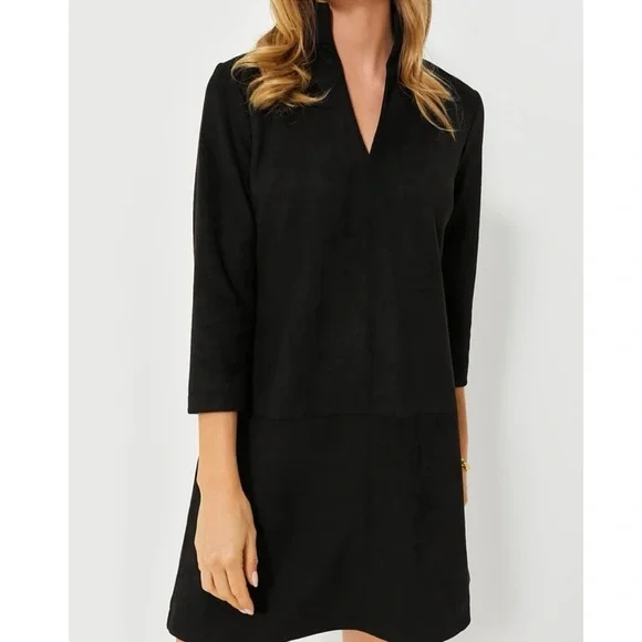 Tuckernuck Elegant Black Clifton Long Sleeve Suede Dress - Picture 3 of 7